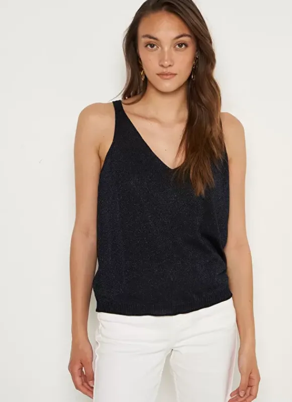 Top Details Maille Scintillante Marine Demoiselles Sud Express