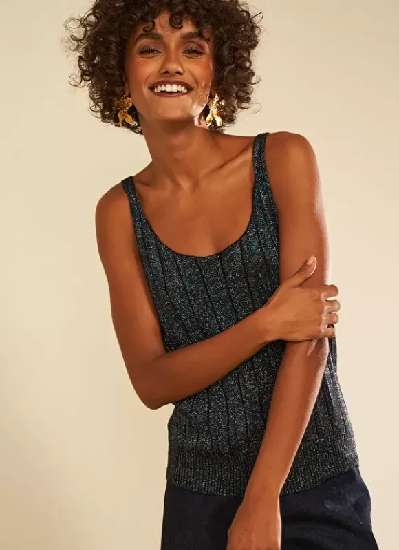 Top En Maille Scintillant Noir Dolce Sud Express