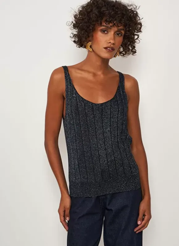 Top En Maille Scintillant Noir Dolce Sud Express