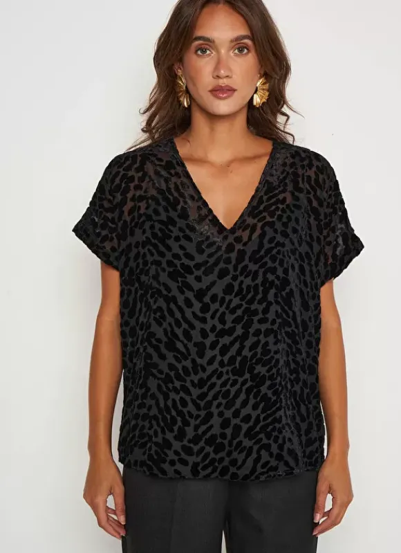Top Manches Courtes Imprime Noir Toxana Sud Express