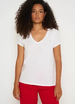 T-Shirt A Col V Blanc Thelma Sud Express