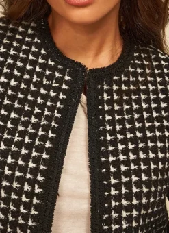 Veste En Tweed Bi Colore Noir Valou Sud Express