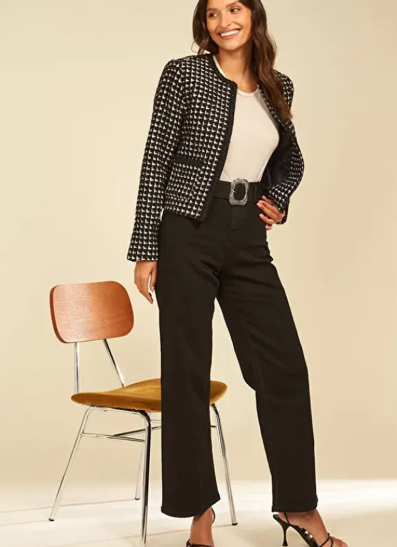 Veste En Tweed Bi Colore Noir Valou Sud Express