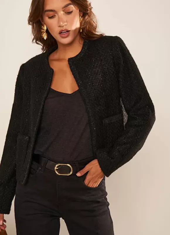 Veste En Tweed Noir Valentine Sud Express