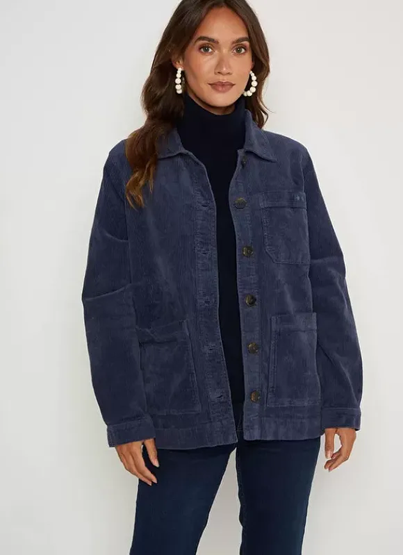 Veste En Velours Cotele En Coton Indigo Vastina Sud Express