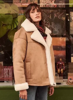 Veste Fausse Fourrure Camel Marina Sud Express