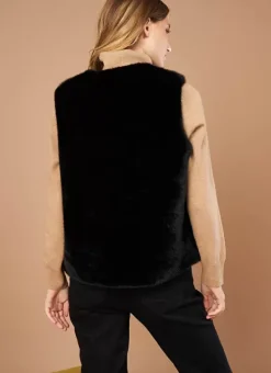 Veste Sans Manches Fausse Fourrure Noir Garinko Sud Express
