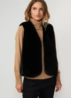 Veste Sans Manches Fausse Fourrure Noir Garinko Sud Express