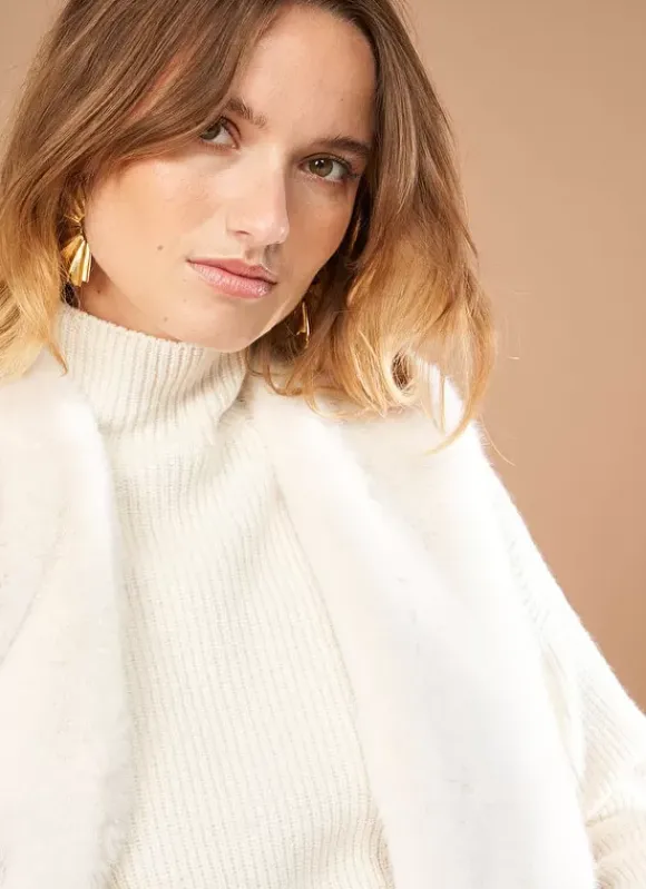 Veste Sans Manches Fausse Fourrure Craie Garinko Sud Express